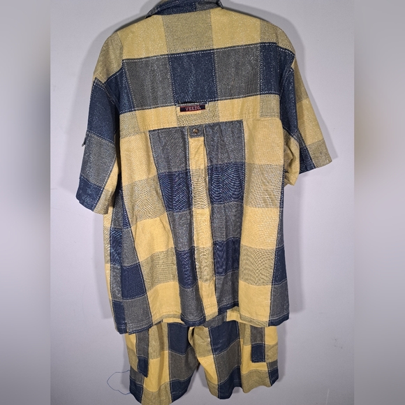 Veezo XL Yellow and Blue Plaid Shirt and Short Set - Picture 6 of 9